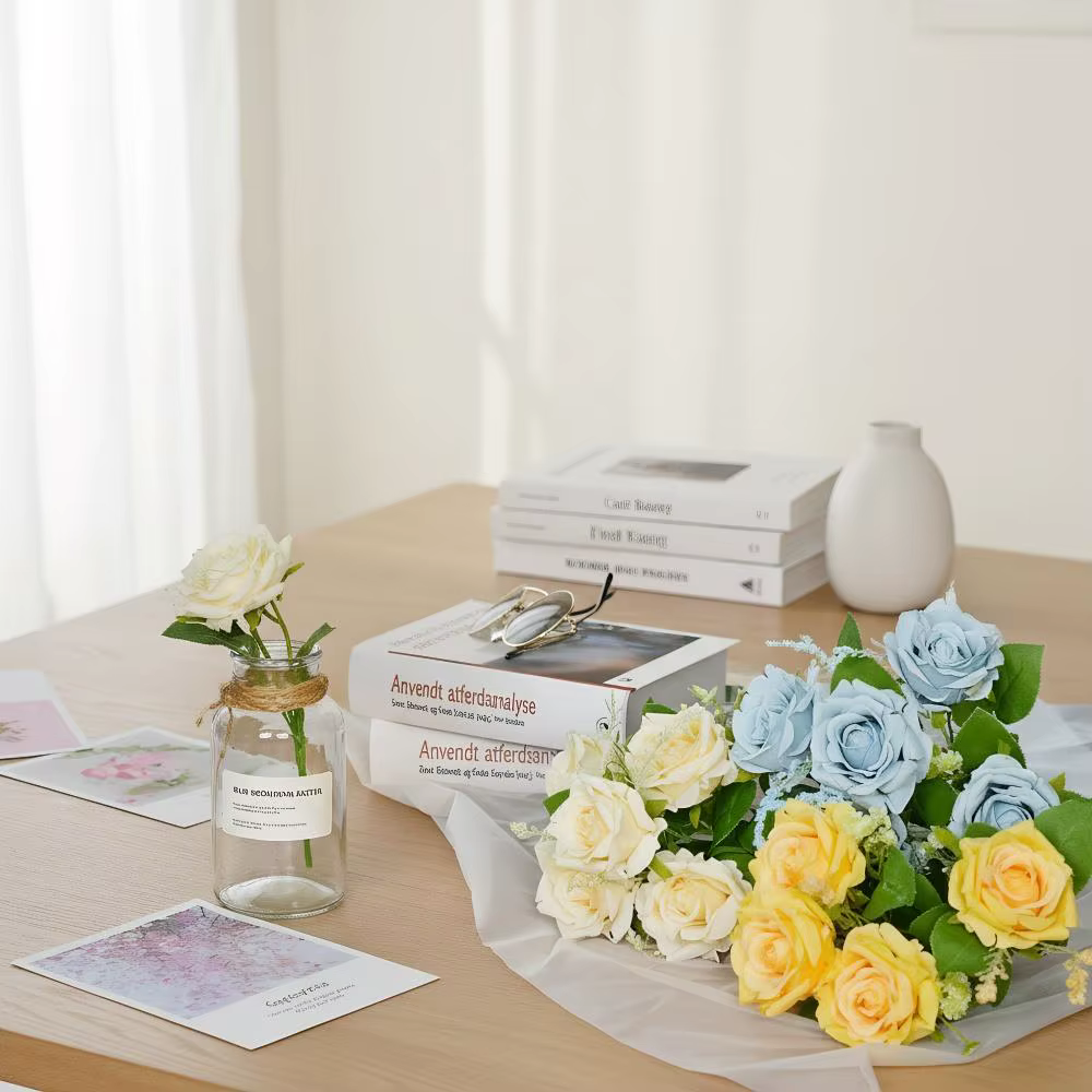 Fleurs artificielles réalistes à 5 têtes