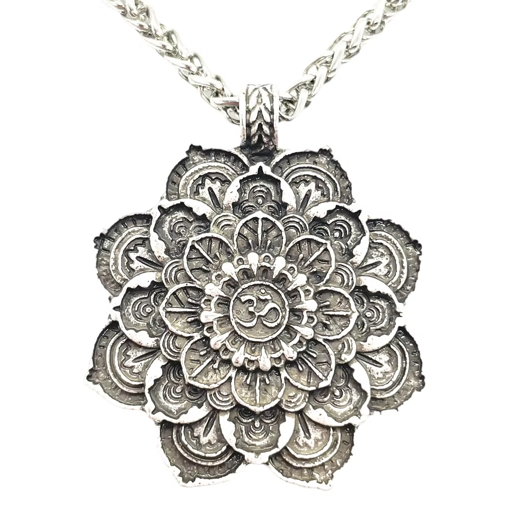 Om Yoga-Collier Pendentif Fleur Annie, Bijoux Religieux Indiens, Bouddha Mandala, Méditation Spirituelle