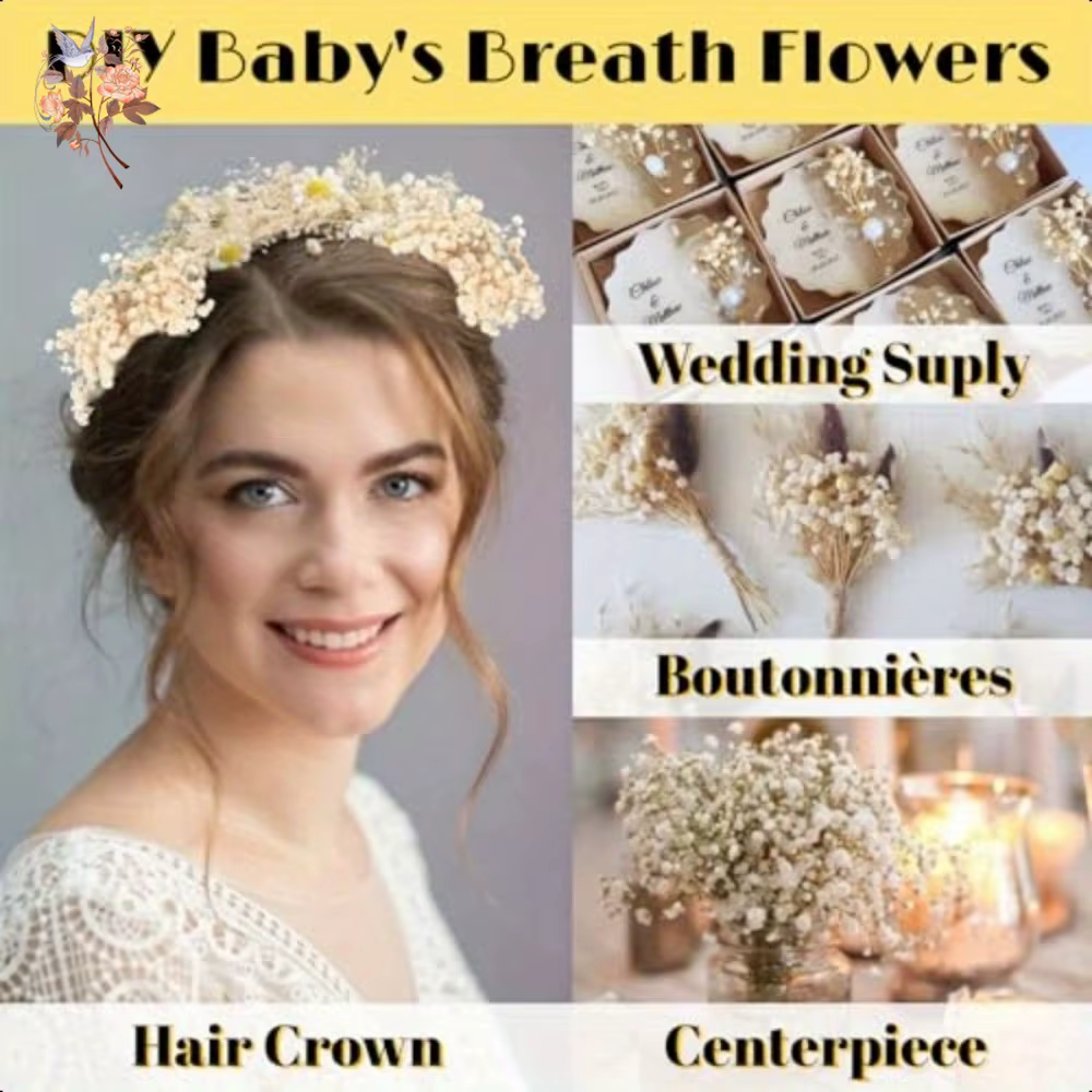 100 pièces Mini fleurs souffle de bébé séchées pour artisanat en résine bricolage décor de mariage à la maison vraie touche gypsophile petit paquet embellir cadeau