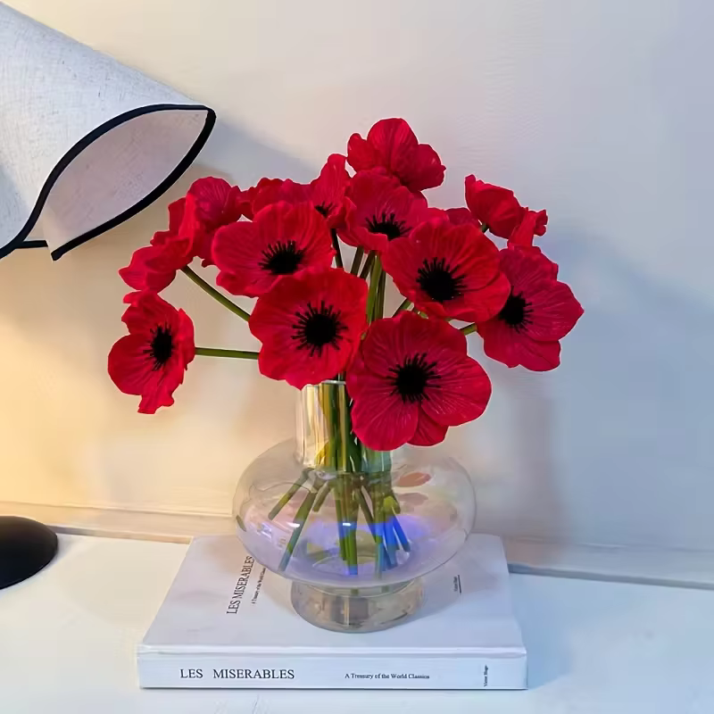 Fleurs de coquelicot rouges artificielles – Parfaites pour bouquets de mariage et arrangements floraux idéaux pour la Saint-Valentin et les décorations