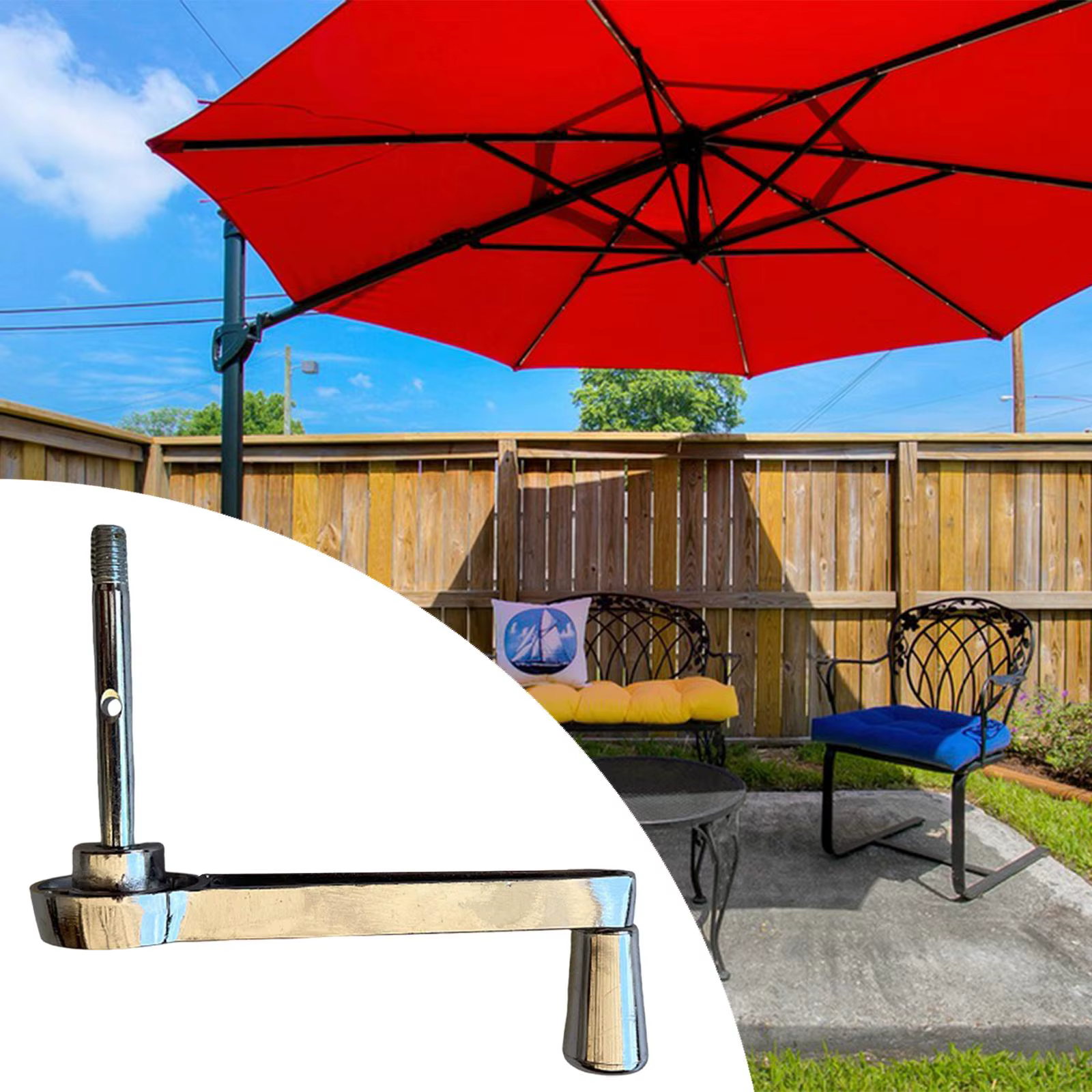 Manivelle de parasol en alliage argenté, pièce de rechange pour parasol de jardin, accessoire extérieur pour terrasse et jardin