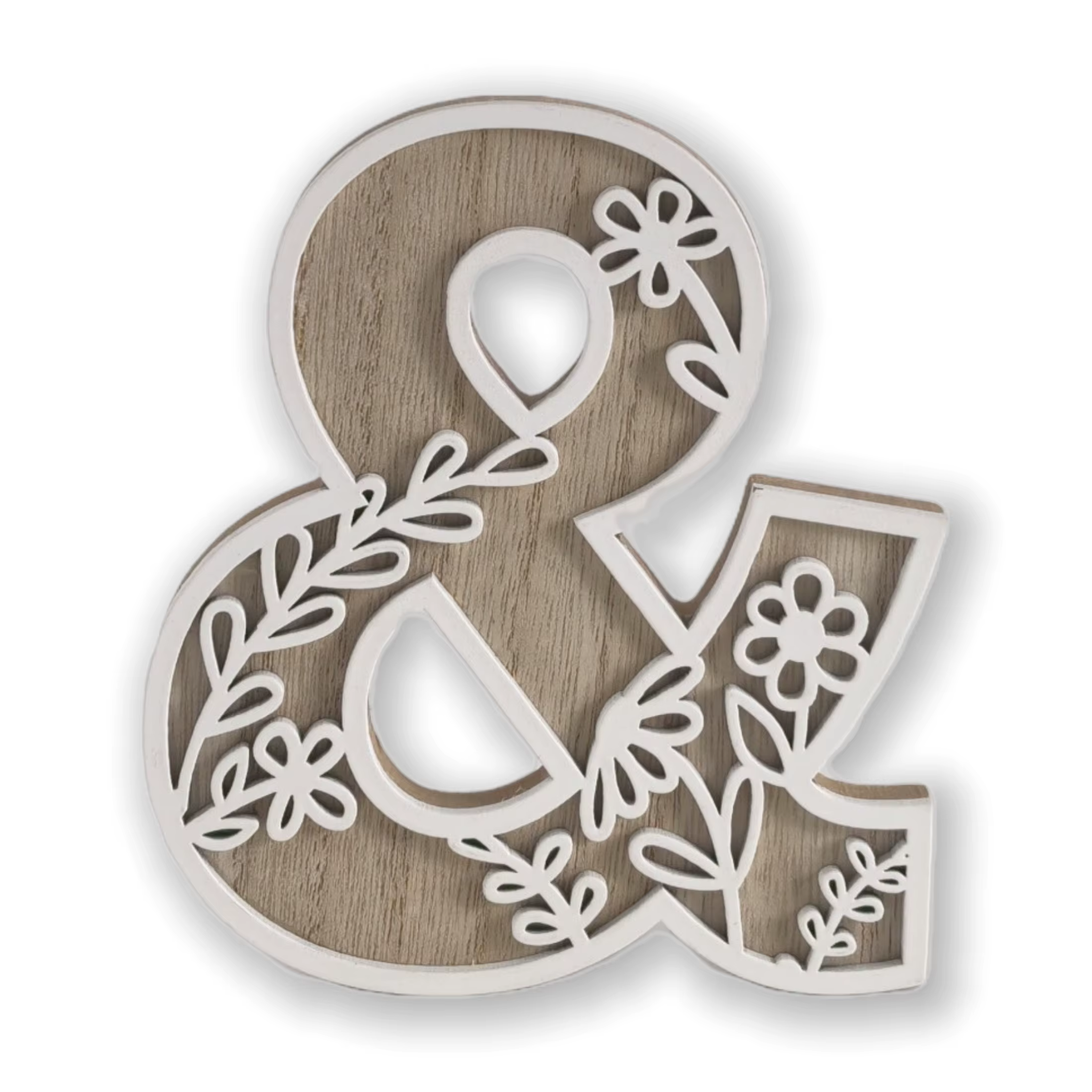 1 pièce de lettres de l'alphabet sculptées florales en bois rustique de 4.9 pouces