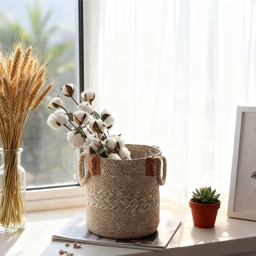 Plantes artificielles coton naturel fleur branches mariage festivals fêtes guirlandes maison chambre atmosphère chaleureuse table à manger décor