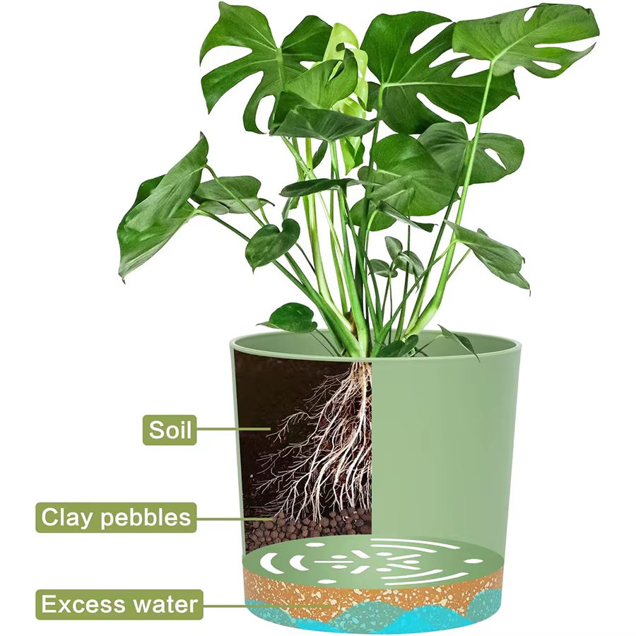 Pot de fleurs, lot de 2 jardinières pour plantes d'intérieur avec trous de drainage et soucoupe