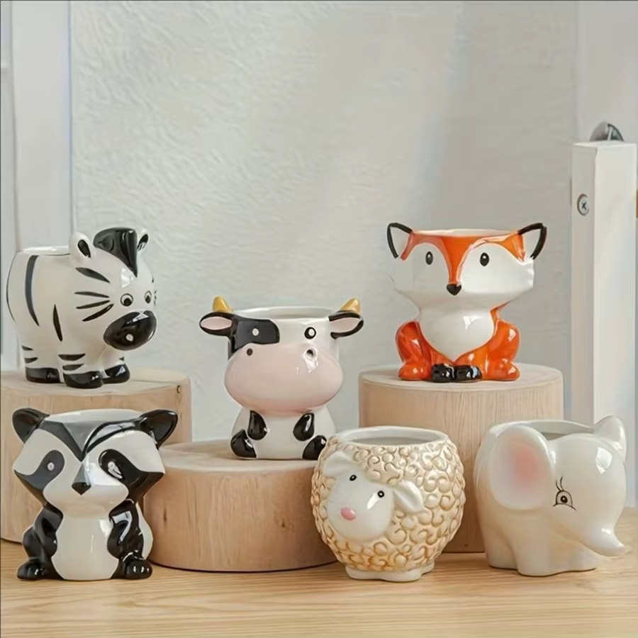 Pot de fleurs en forme d'animal de dessin animé