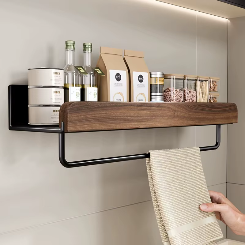 Étagère à épices en noyer pour la cuisine