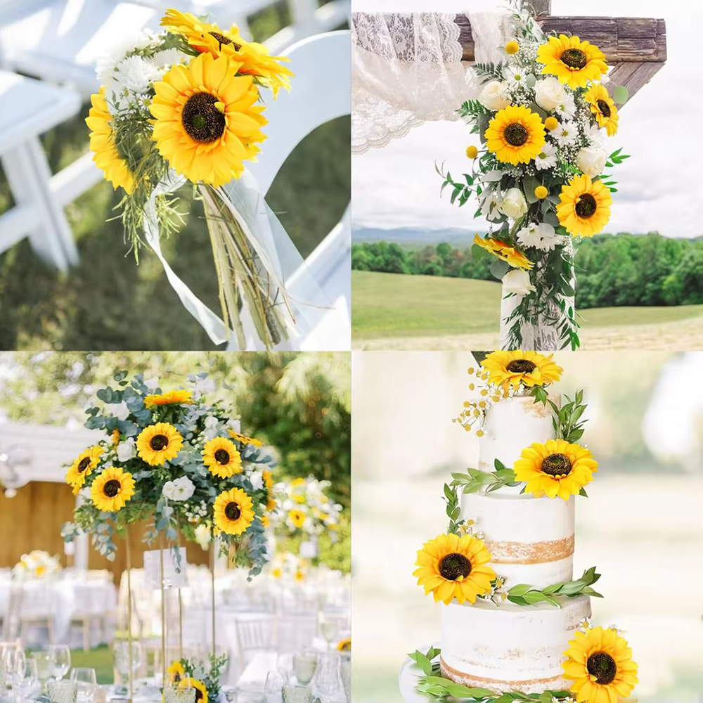 Artificielle Fleur Tournesols Vase Jardin Maison Chambre Table Automne Halloween Decora Mariage Bouquet Festival En Plein Air Cour Bricolage Cadeaux