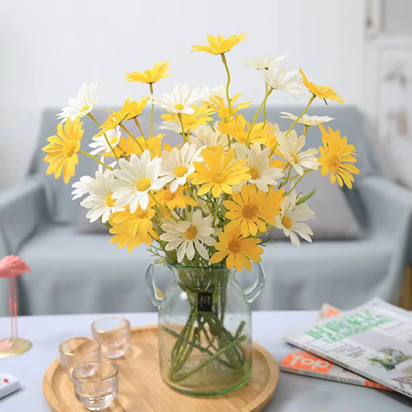 Fleurs artificielles soie Daisy pas cher Bouquet de mariée Festival Accueil mariage jardin Table Decorati bricolage cadeaux scène plante accessoires