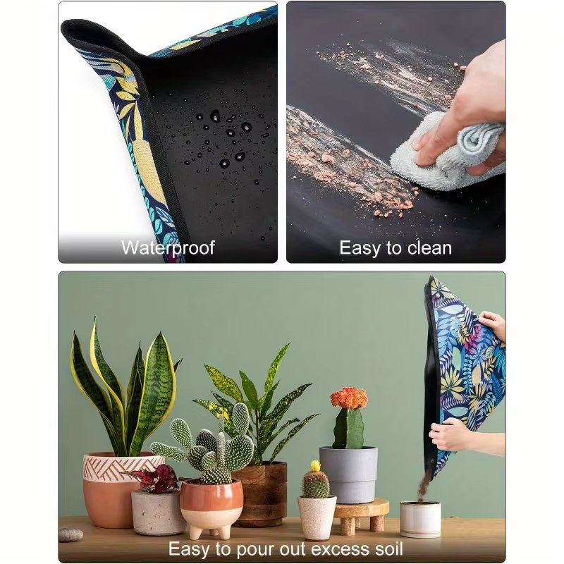 Tapis de repotage pliable imperméable en PE 50cm*50cm pour plantes