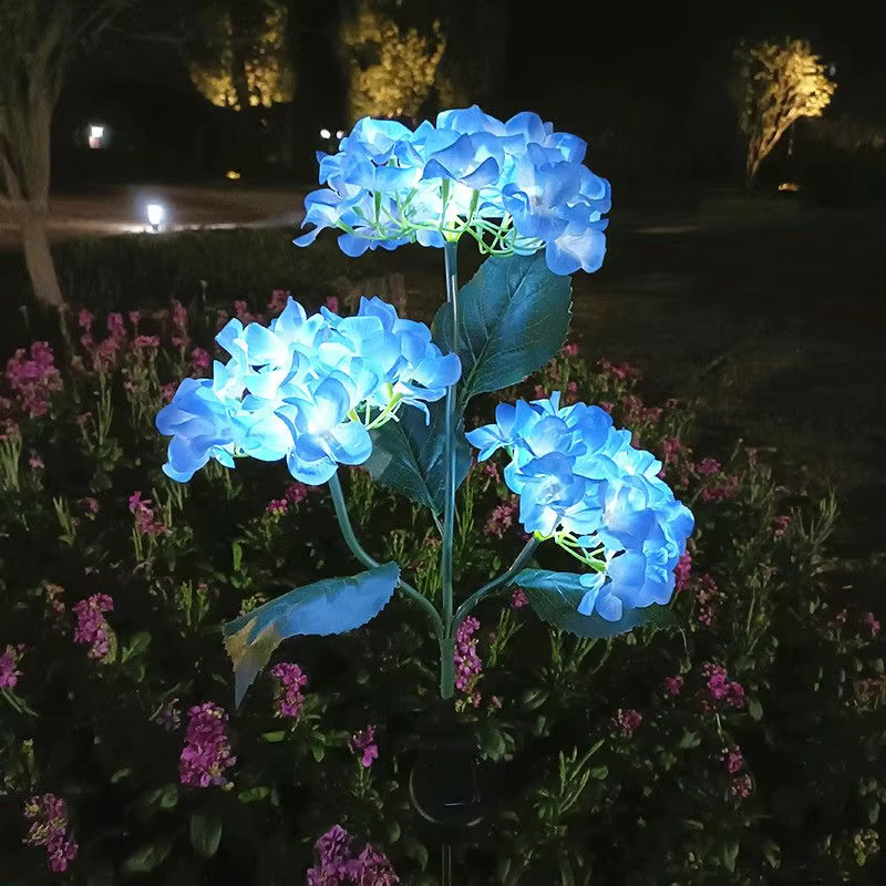 Lampes solaires en forme d'hortensia à 3 têtes