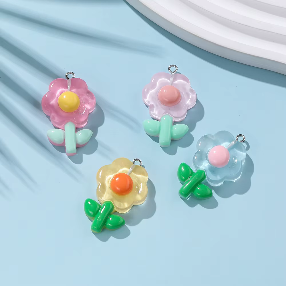 Pendentif tulipe tournesol en résine