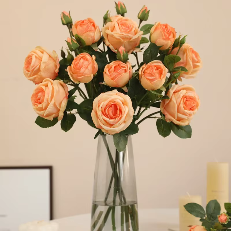 Injtrash-Fleurs artificielles colorées pour la décoration de la maison et de la chambre