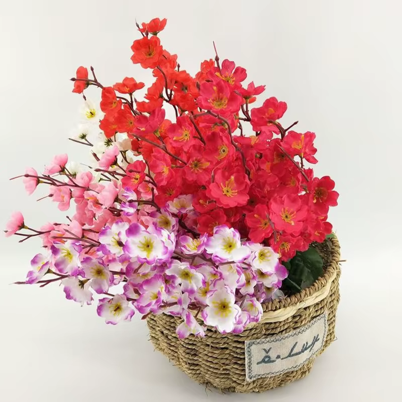 Bouquet de 9 fleurs artificielles de pêcher