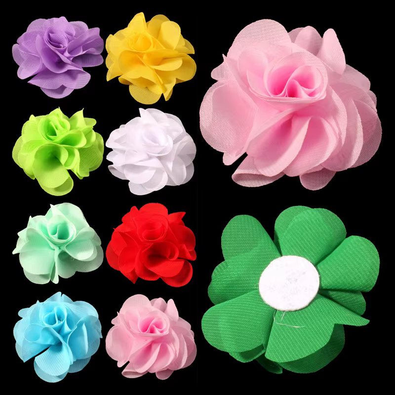 Lot de 10 fleurs en mousseline de soie pour nouveau-né