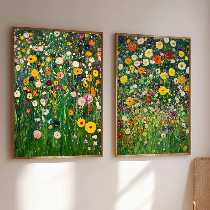 Affiche d'exposition d'arbre de nuit de Village de jardin Floral Gustav Klimt