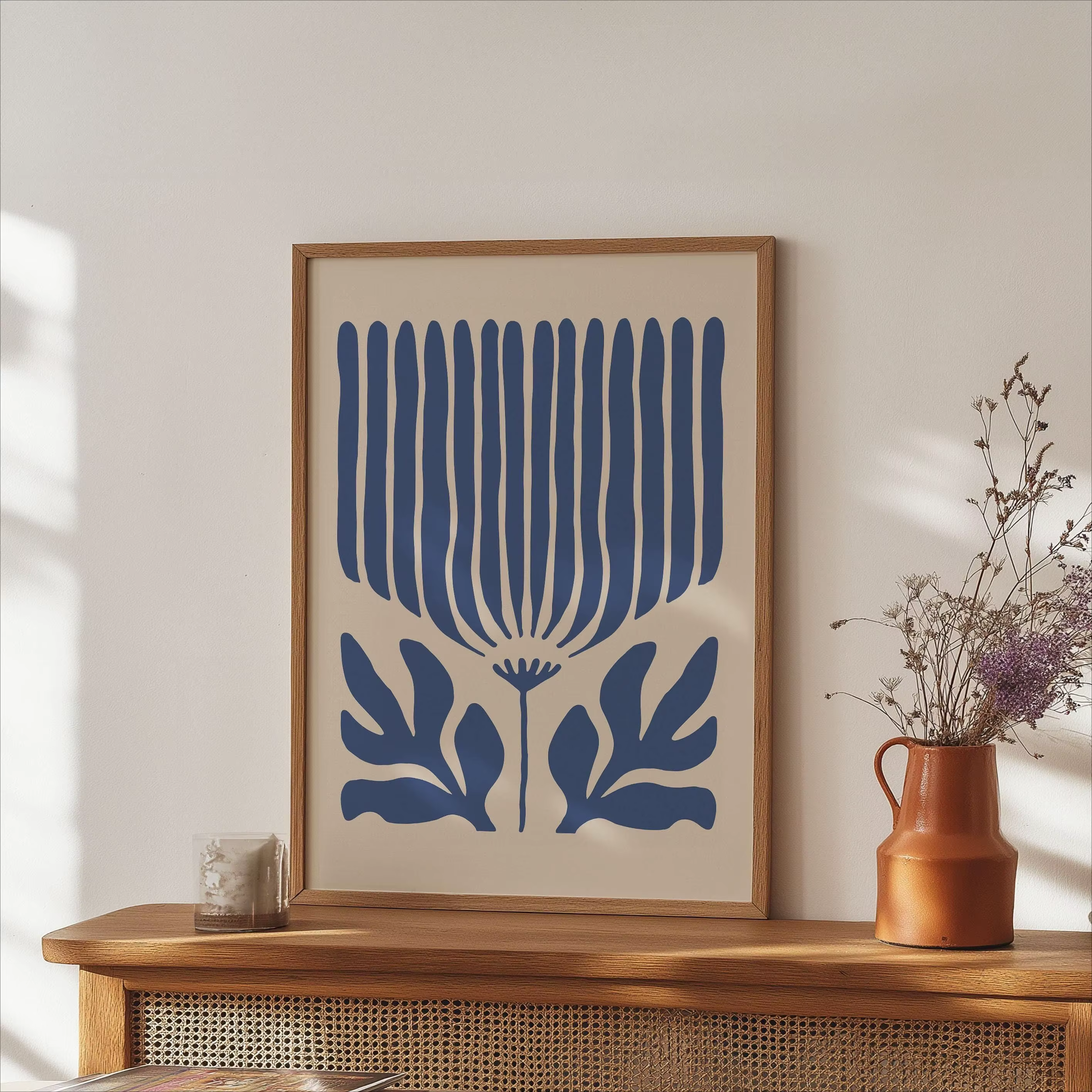 Peinture sur toile bohème botanique abstraite du milieu du siècle
