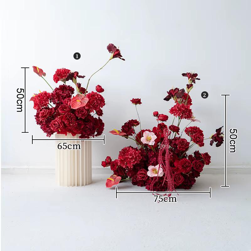 Fleur artificielle rouge bordeaux pour décoration de table