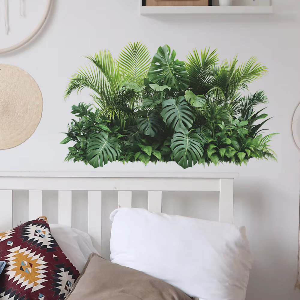 Autocollants muraux de feuilles de palmier tropicales et de monstera