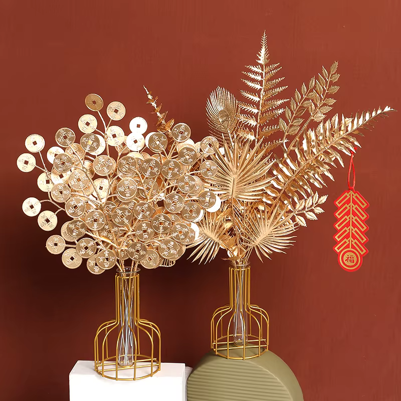 Plantes Artificielles Dorées pour Décoration de Maison