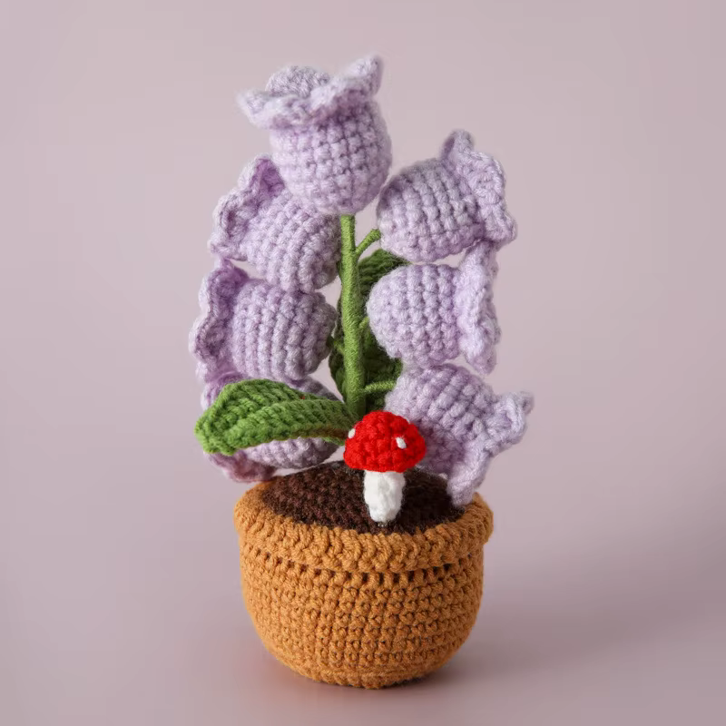 Orchidée Clochette au Crochet avec Pot