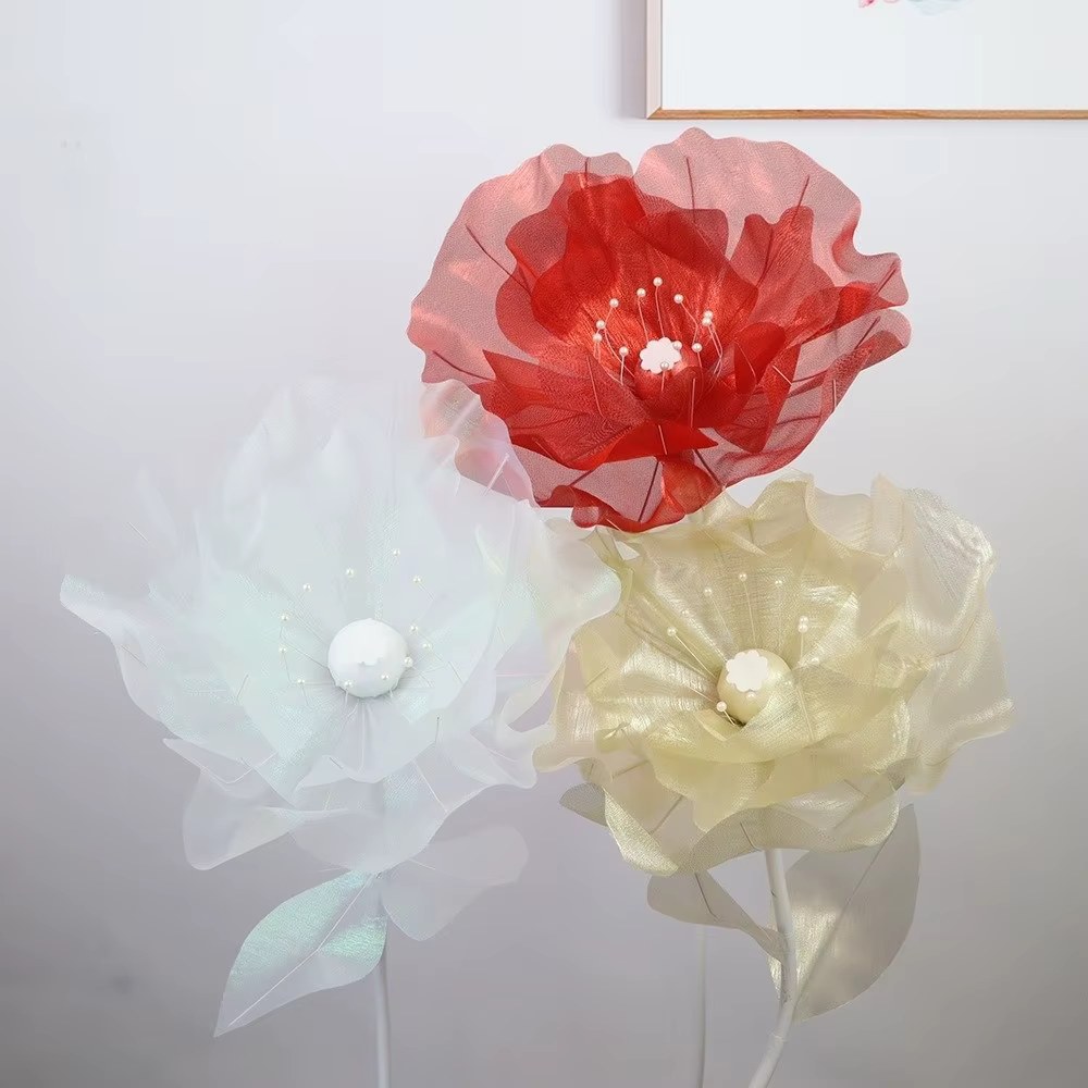 Fleur artificielle en gaze 3D de 50 cm