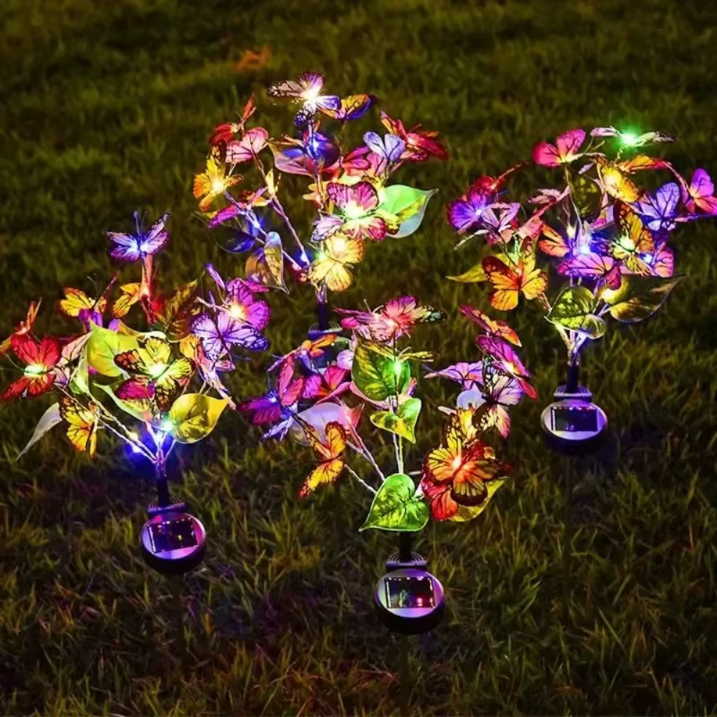 Lampe solaire LED en forme de papillon pour pelouse