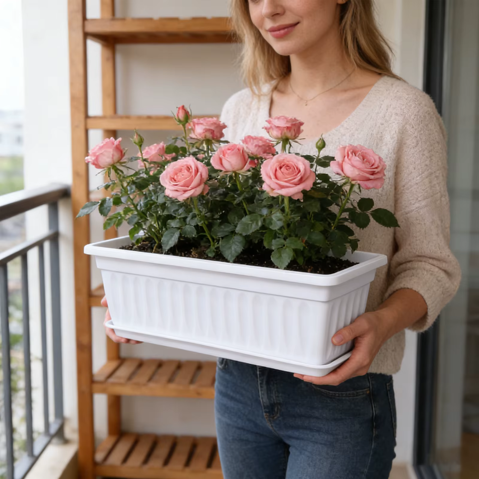 Jardinière rectangulaire en plastique