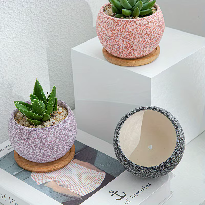 1pc Pot de fleur mignon jardinières succulentes créatives Pots de jardinage à la maison en céramique