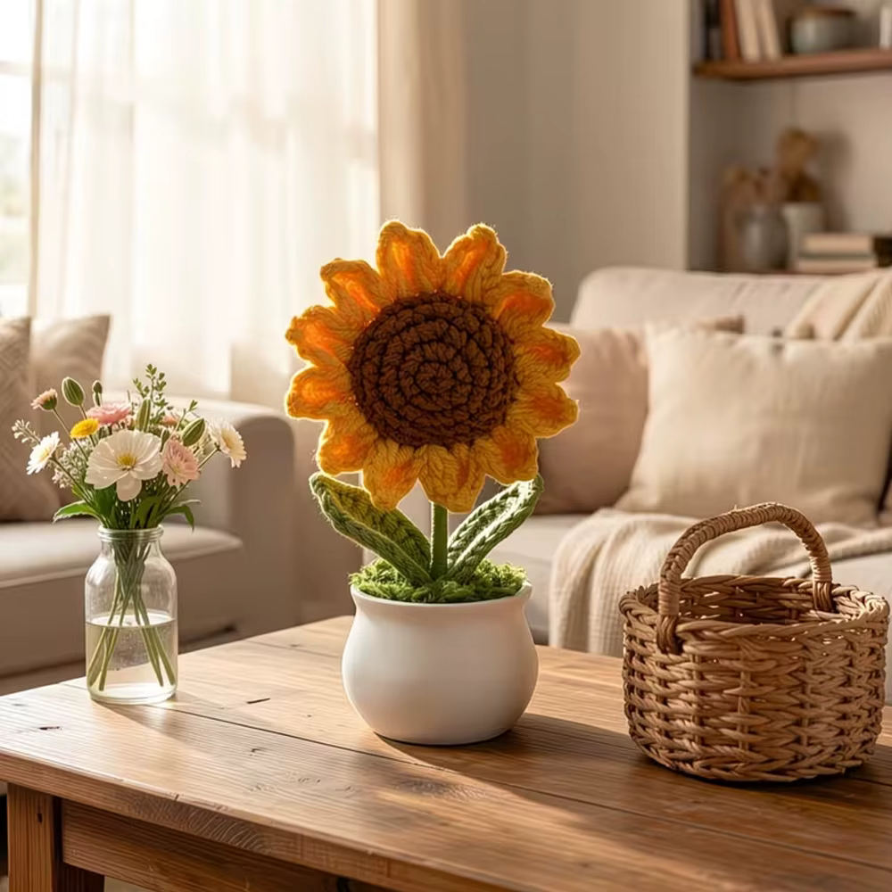 1 pièce de décoration de bonsaï de fleurs artificielles tissées à la main