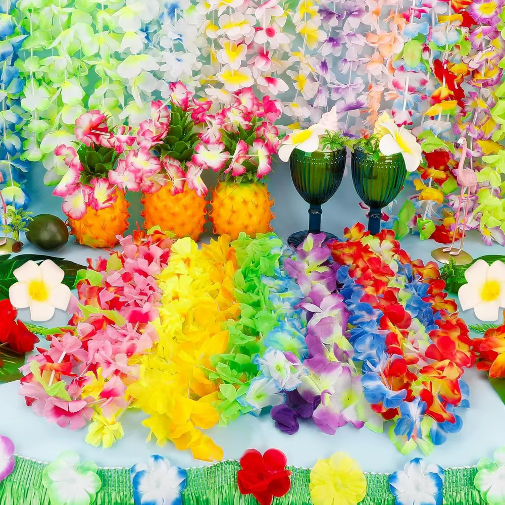 5/10 pièces Leis pour Luau couleur hawaïenne décoration fleur en soie