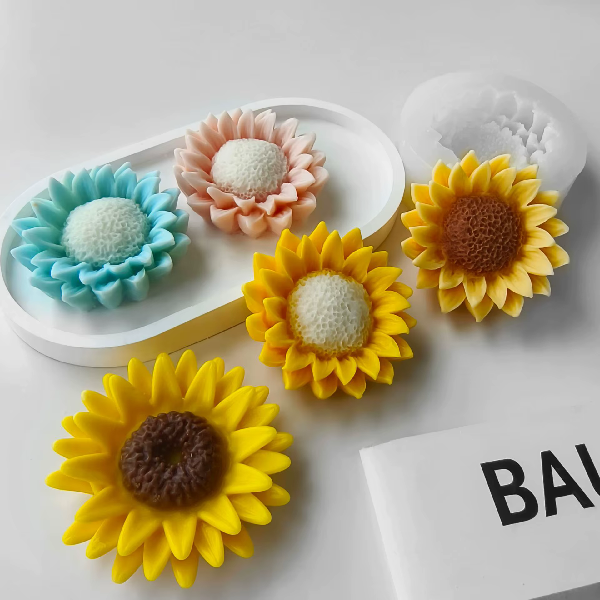 Moule en silicone pour bougie aromatique tournesol bricolage, fleurs faites à la main, élection, résine xy, ornements en plâtre, moules à bonbons au chocolat, moules de cuisson