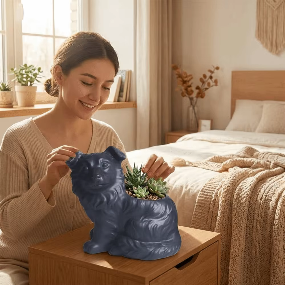 Pot de fleurs en céramique mignon en forme de chien