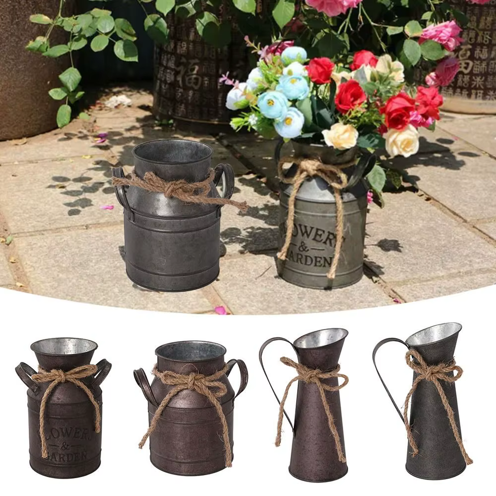 Pot de fleurs vintage en fer