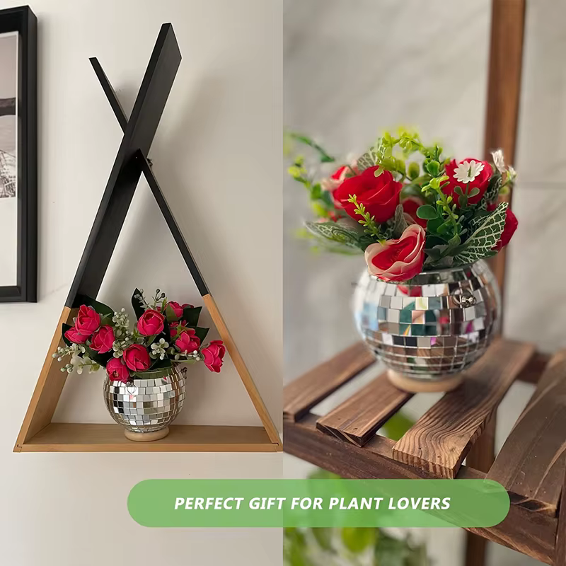 Nouveau Boule Disco suspendue Pot de fleur plantes d'intérieur Style bohème jardinière de fleurs Pots corde miroir suspendu panier jardin décor Vase