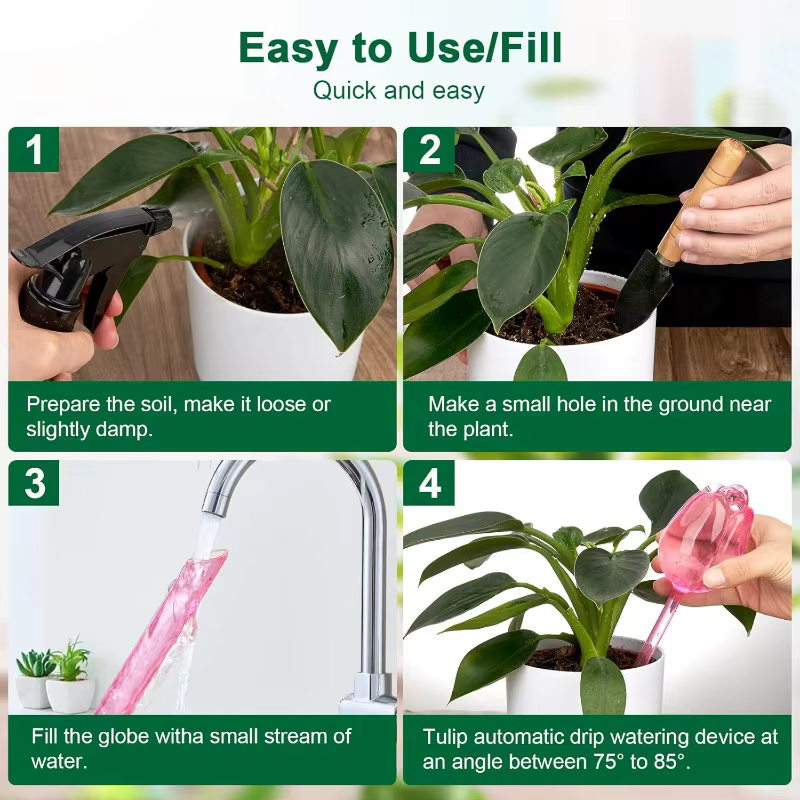 1/4 ampoules d'arrosage automatique pour plantes tulipes