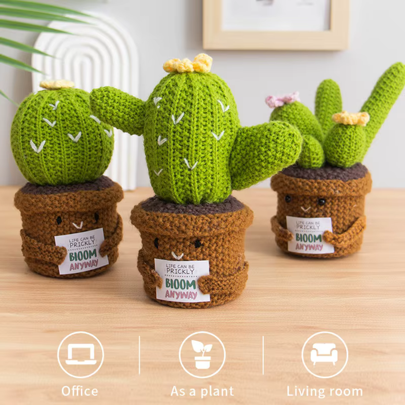 Cactus et tournesol en crochet faits main