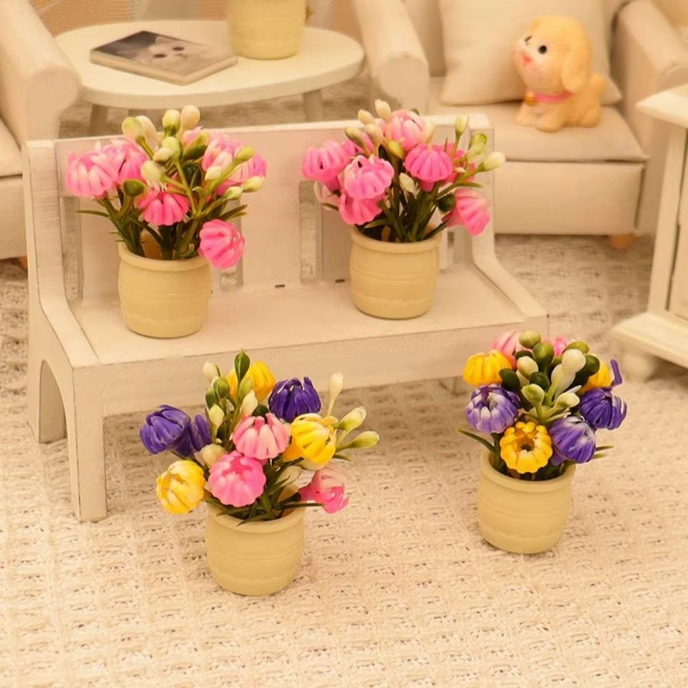 Lot de 3 mini-vases de simulation pour maison de poupée 1:12