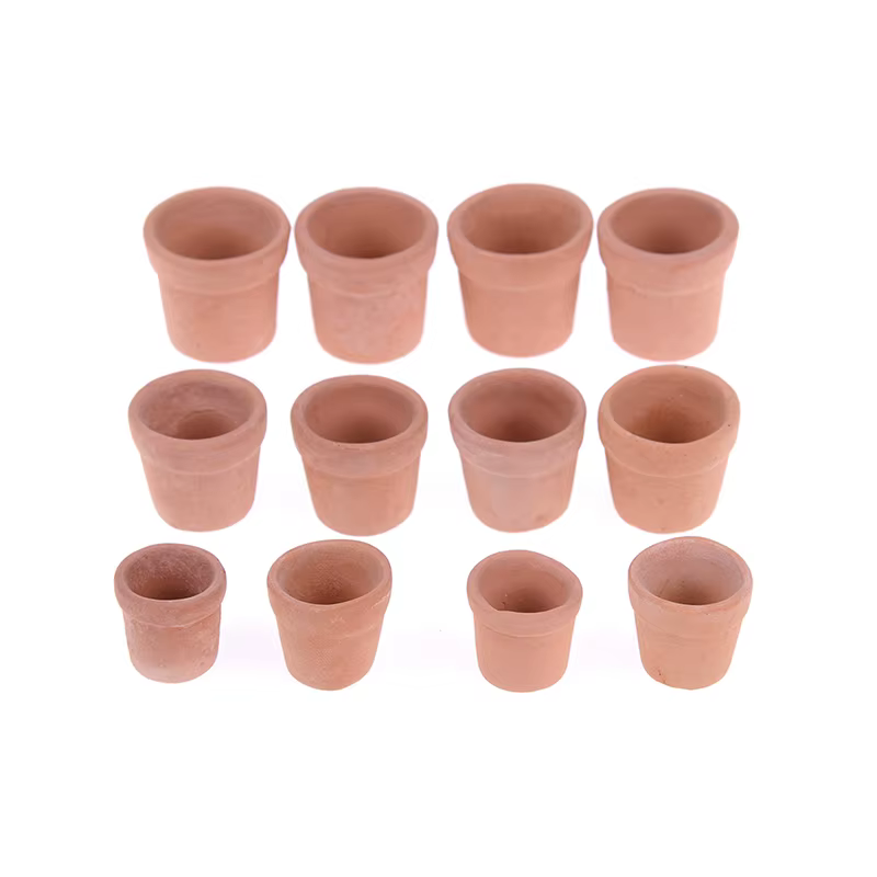 [F] 12 pots de fleurs miniatures pour maison de poupée 1:12