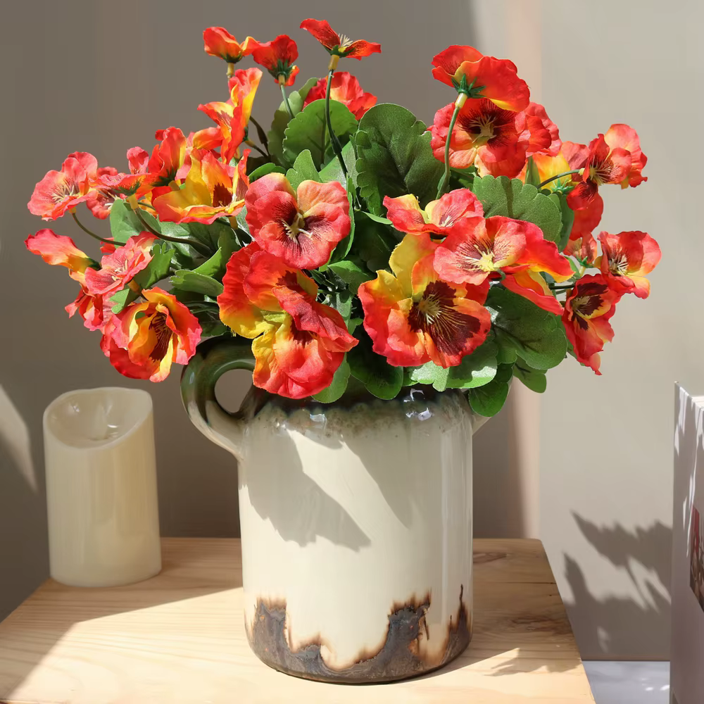 1 pièce de fleurs artificielles de primula de 10 pouces avec papillon en soie
