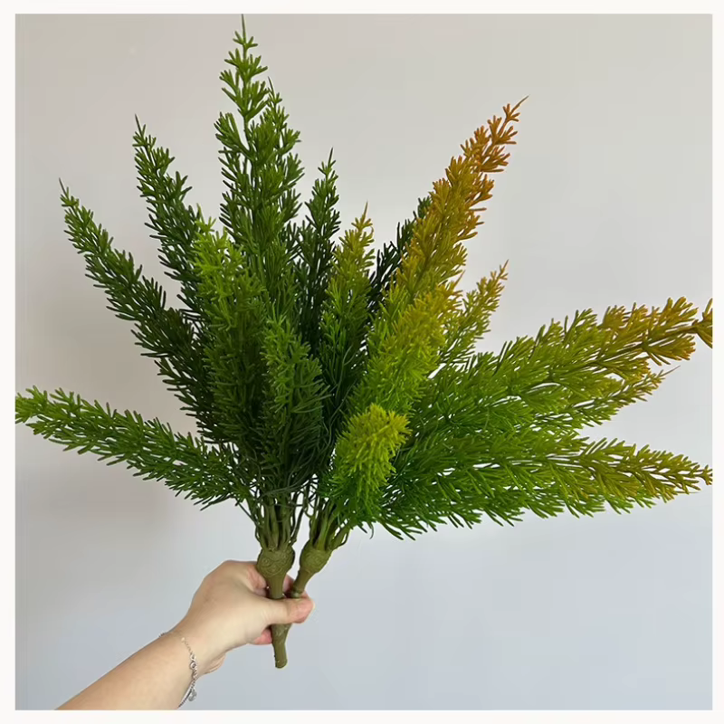 Lot de 3 plantes artificielles en plastique : Bouquet de plante verte simulation