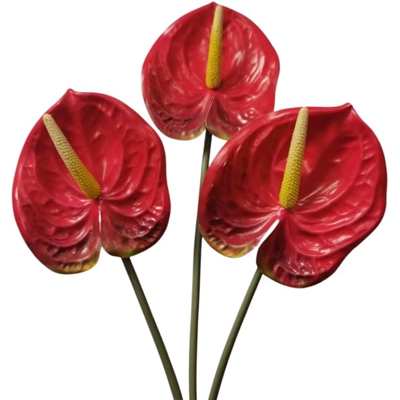Bouquets de fleurs d'anthurium artificielles en PU