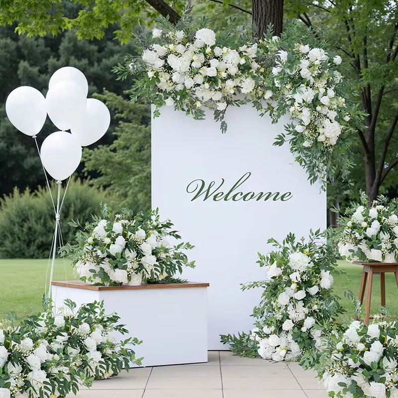 Blanc bébé souffle verdure saule accrocher fleur rangée Table centres