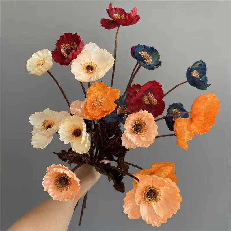 Bouquet de fleurs artificielles de pavot d'automne