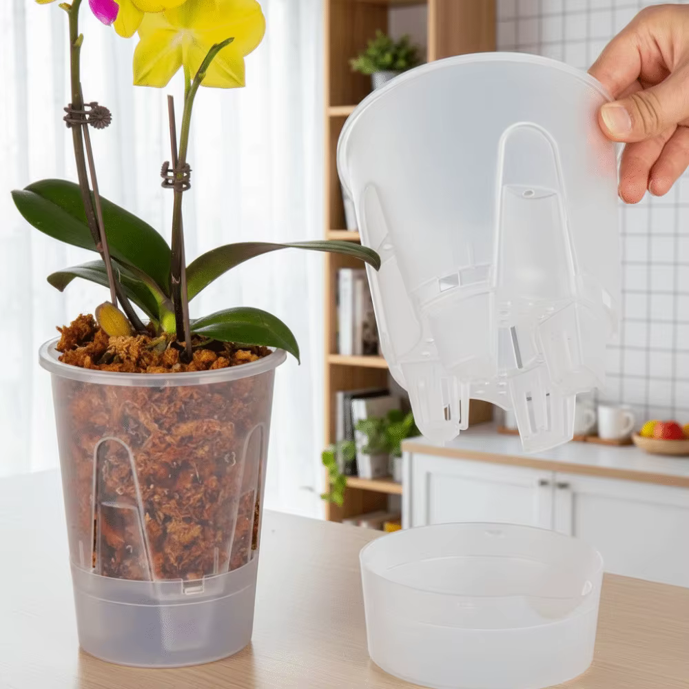 Pot de fleurs auto-absorbant en plastique