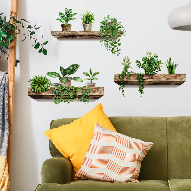 Nouvelle combinaison créative d'étagères pour plantes en pot avec autocollants amovibles pour embellir les chambres