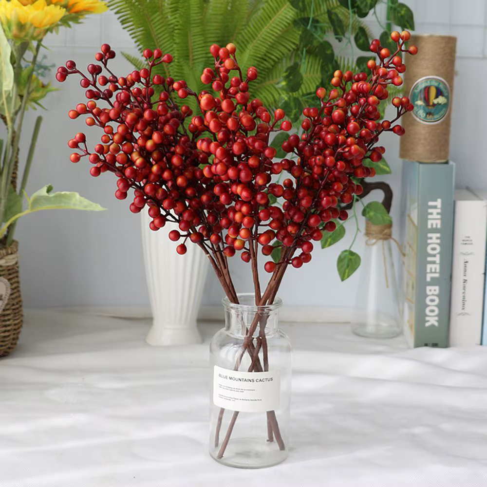 Décoration de Noël et du Nouvel An Bacca Home Decor : Faux fruit de la vigne rouge, fleur artificielle pour arbre de Noël