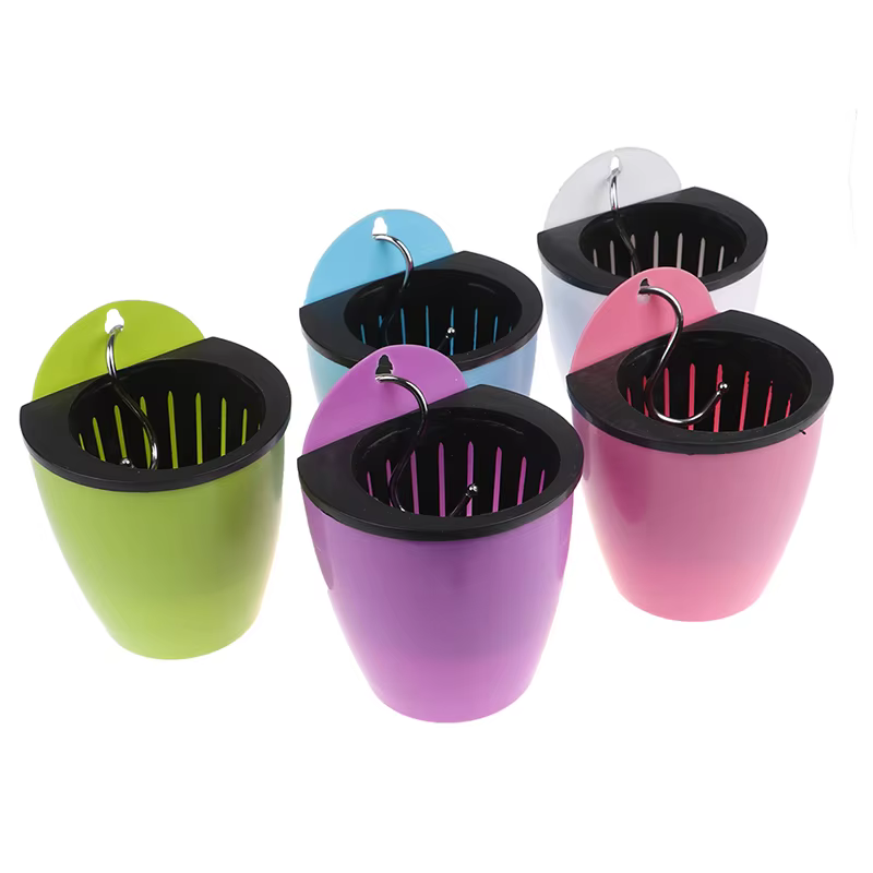 Pot de fleur en plastique automatique durable avec crochet
