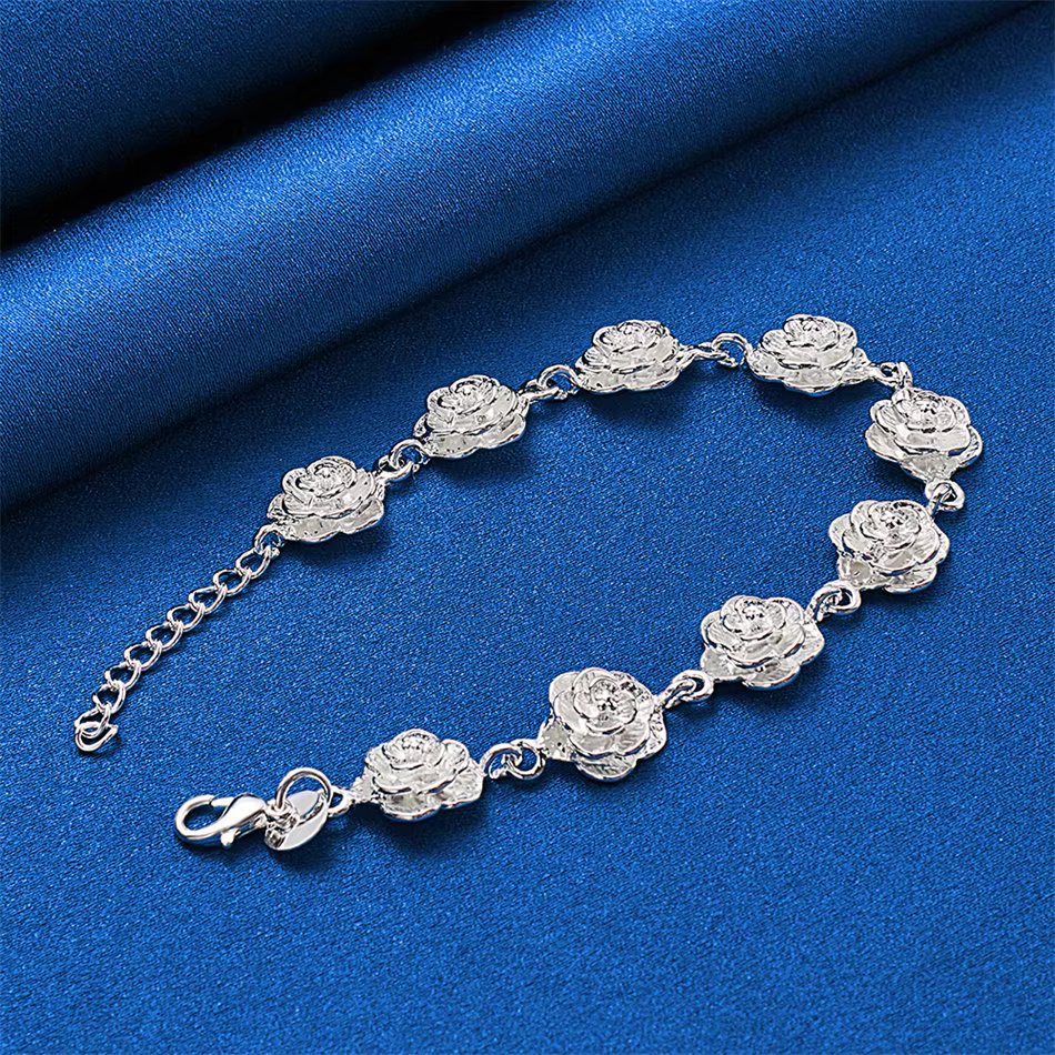 Bracelet luxueux en argent sterling 925 de 8 pouces pour femmes, accessoires de bijoux pour mariage et fête
