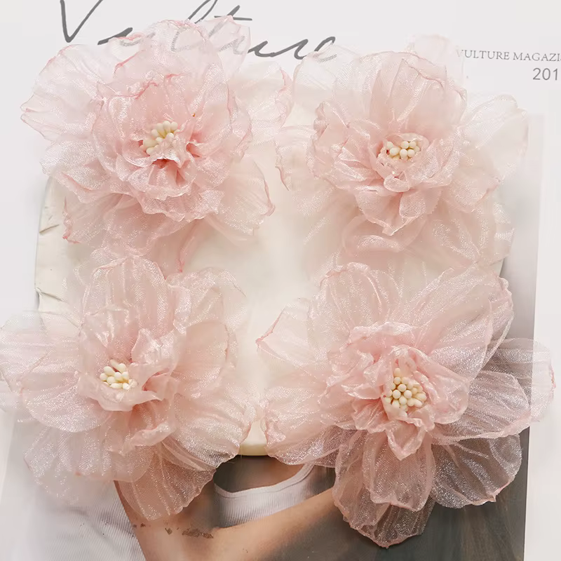 Fleur en organza rose DIY