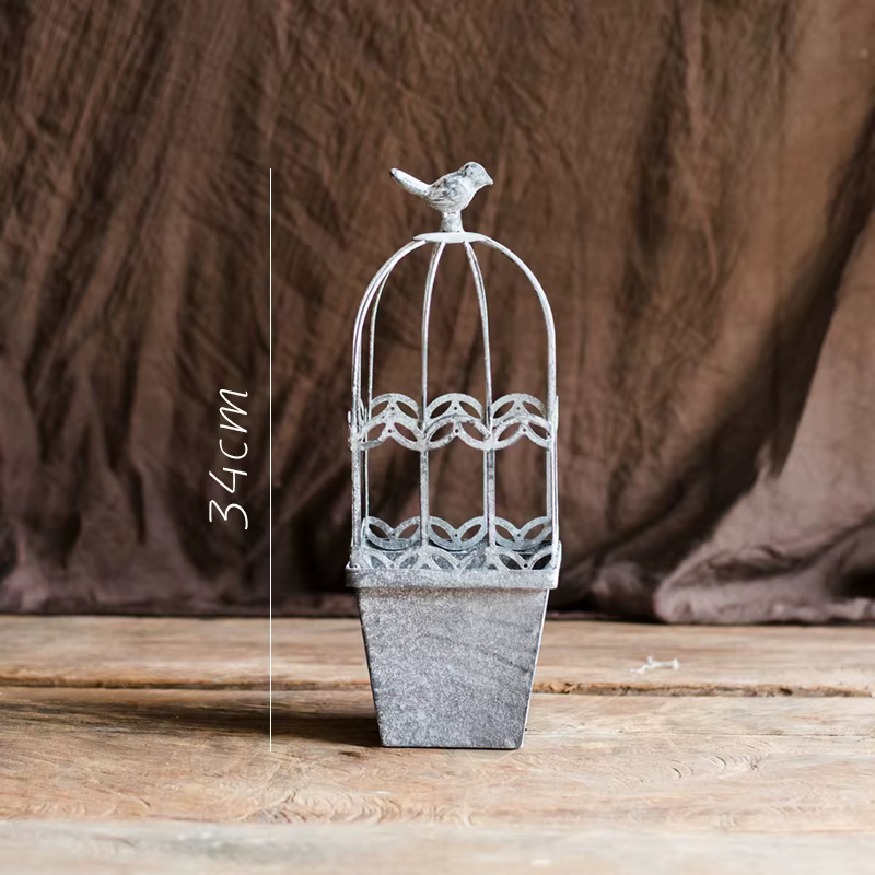 Cage à oiseaux Vintage, décoration florale, Pot de fleur, jardin, cour, jardin Rural, cage à oiseaux rustique, décoration de maison, décor de cour de maison Vintage
